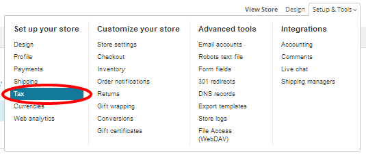 Tax option in BigCommerce