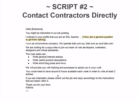 contact contractors script