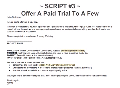 paid trial script