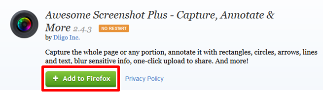 Adding Awesome Screenshot on Firefox