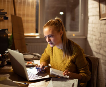 woman working from home