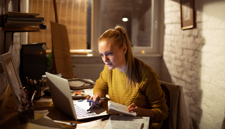 woman working from home