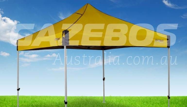 a yellow gazebo