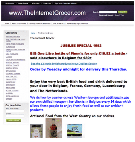 theInternetGrocer.com homepage