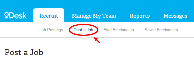 Post a job in oDesk