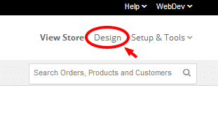 Design tab on BigCommerce