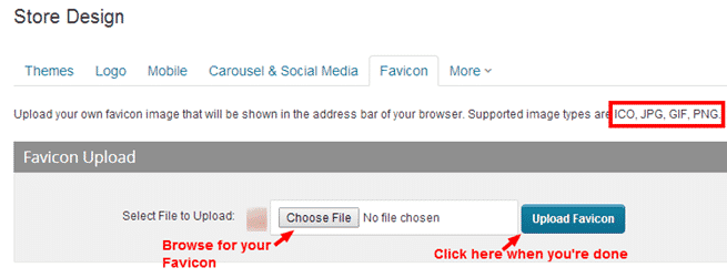 Uploading your Favicon