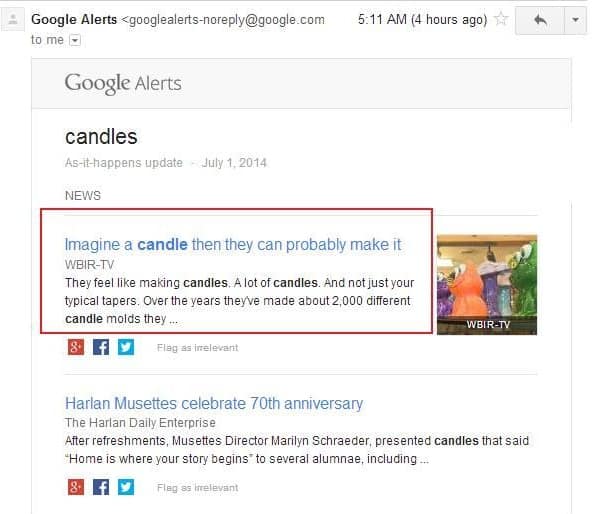 Google Alert example