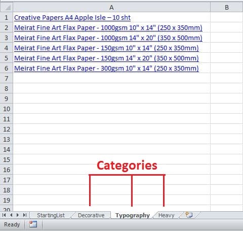 Products separated by categories