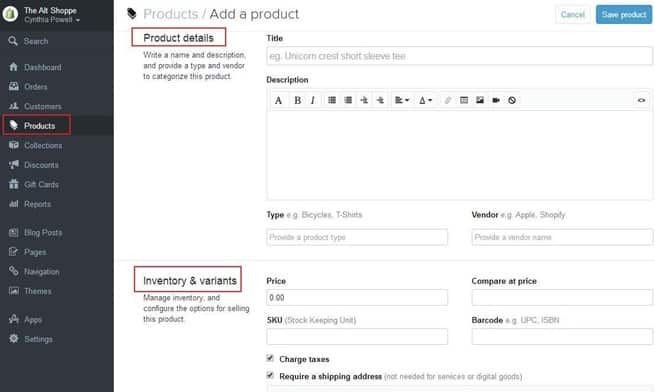 Add Product Details in Shopify