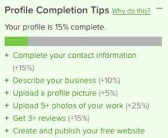 Houzz Profile completion