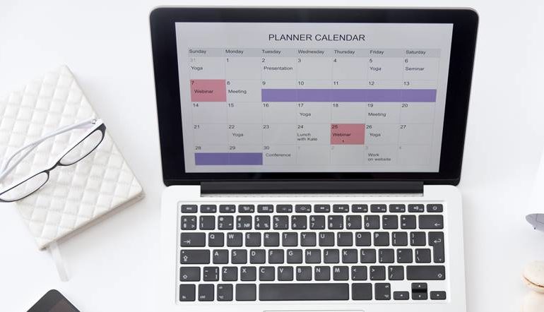 calendar in laptop screen