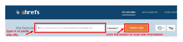 screenshot of Ahref site explorer