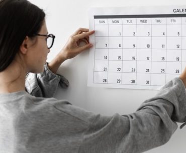 woman checking the calendar