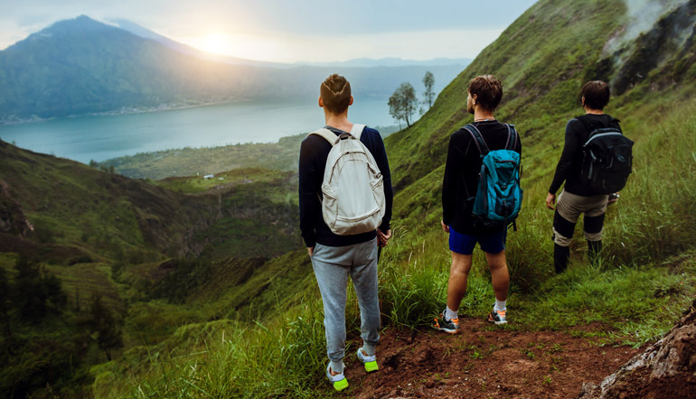 mountain freedom concept ascent to the volcano travel guide equipment