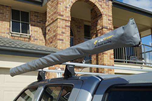 photo of RV awning on top of the vehicle