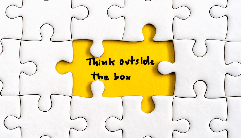 think outside the box quotes business concept