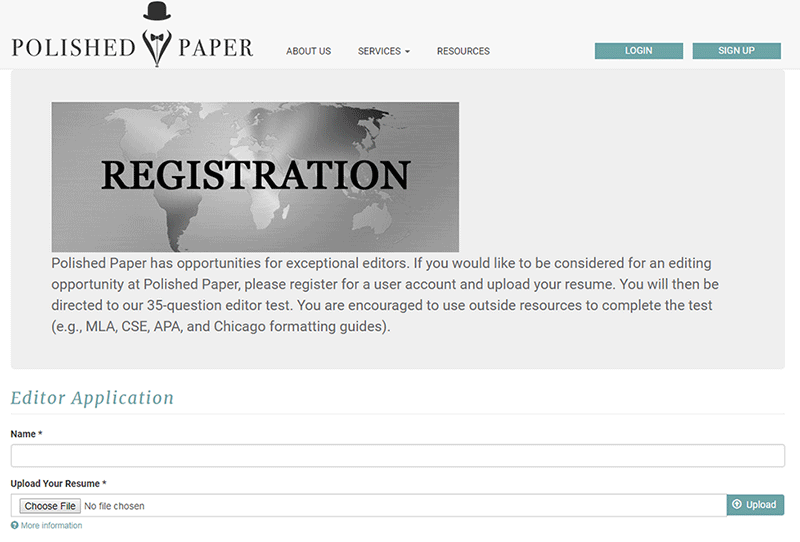 Polished Paper registration form