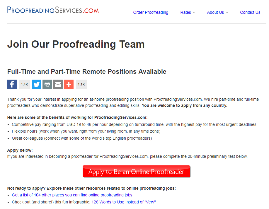 proofreading services job details