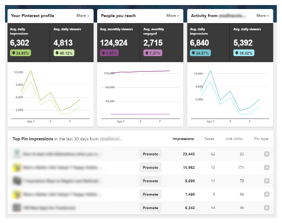 screenshot pinterest analytics