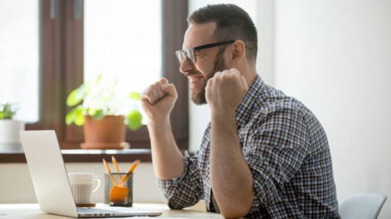 man feeling happy