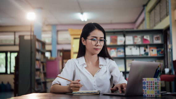 young woman working