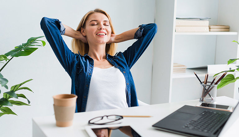 Happy woman relaxing