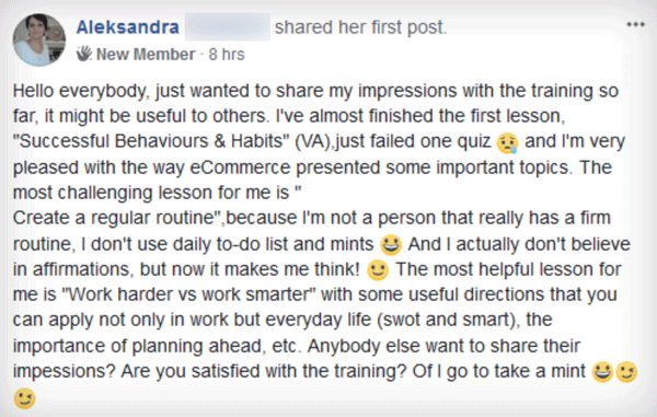 Aleksandra student testimonial