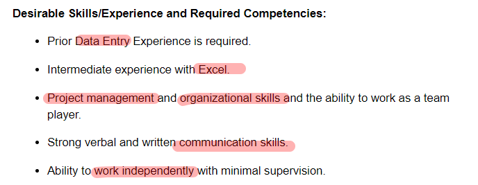 Skills required competencies