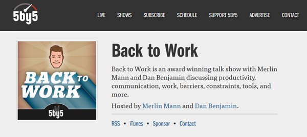 screenshot from Back to Work webpage