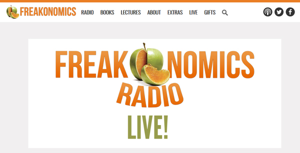 screenshot from Freakonomics Radio Live webpage