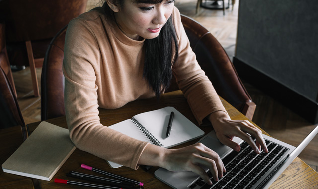 woman typing