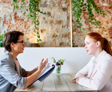 woman Interview in cafe