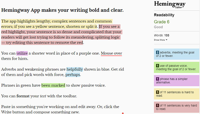 Hemingway App makes your writing bold and clear