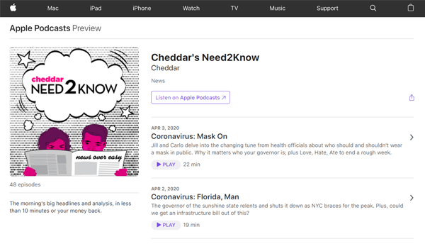 Apple Podcasts Cheddar's Need2Know