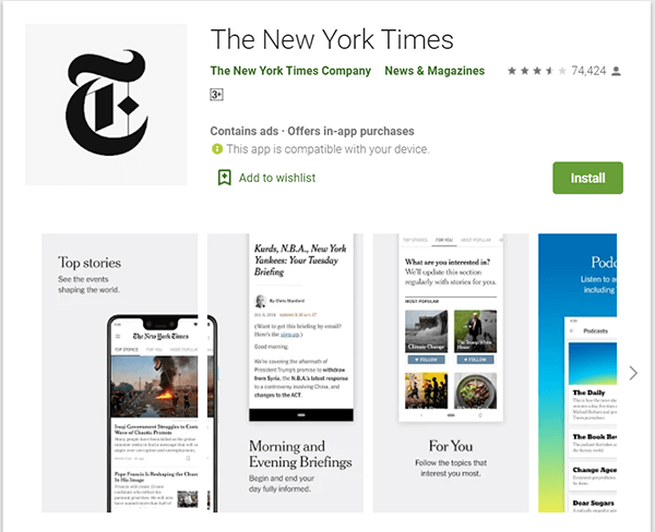 Download New York Times App from Google Play Store