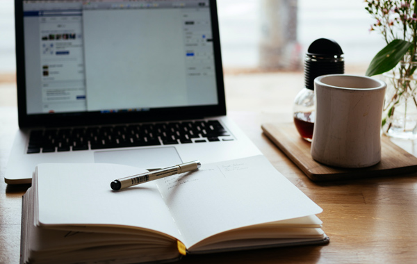 notebook on top of the table