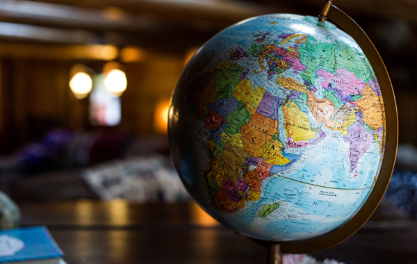 desk globe on table