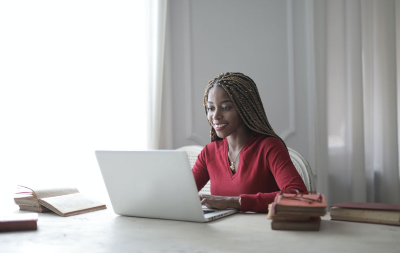 woman working using laptop