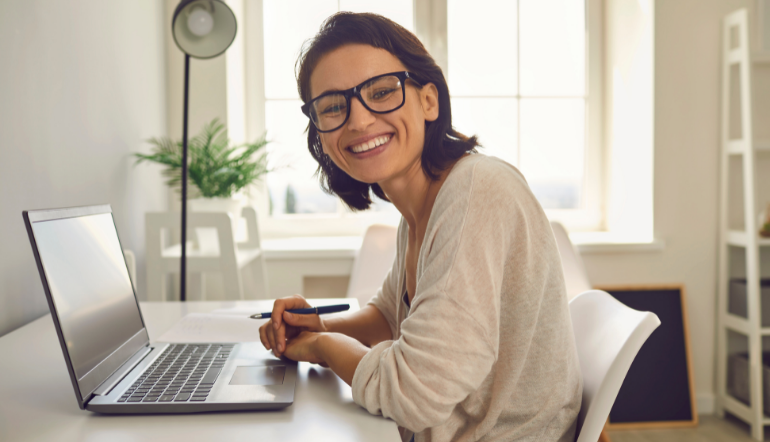 woman working from home