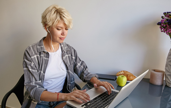 woman working using laptop