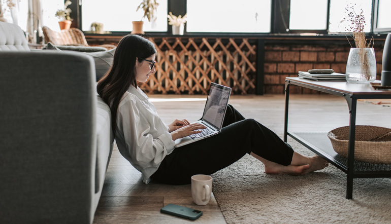 Woman working at home