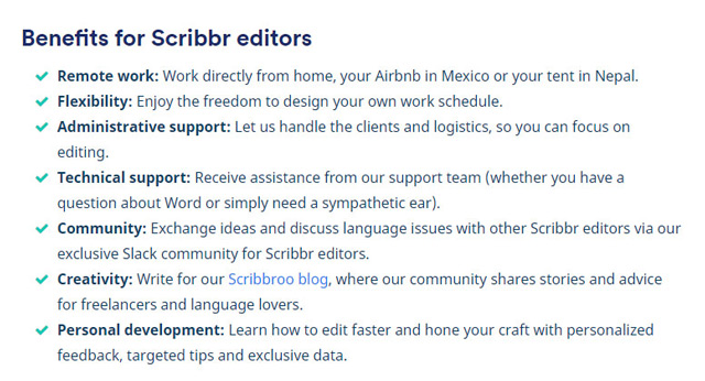 Benefits for Scribbr editors