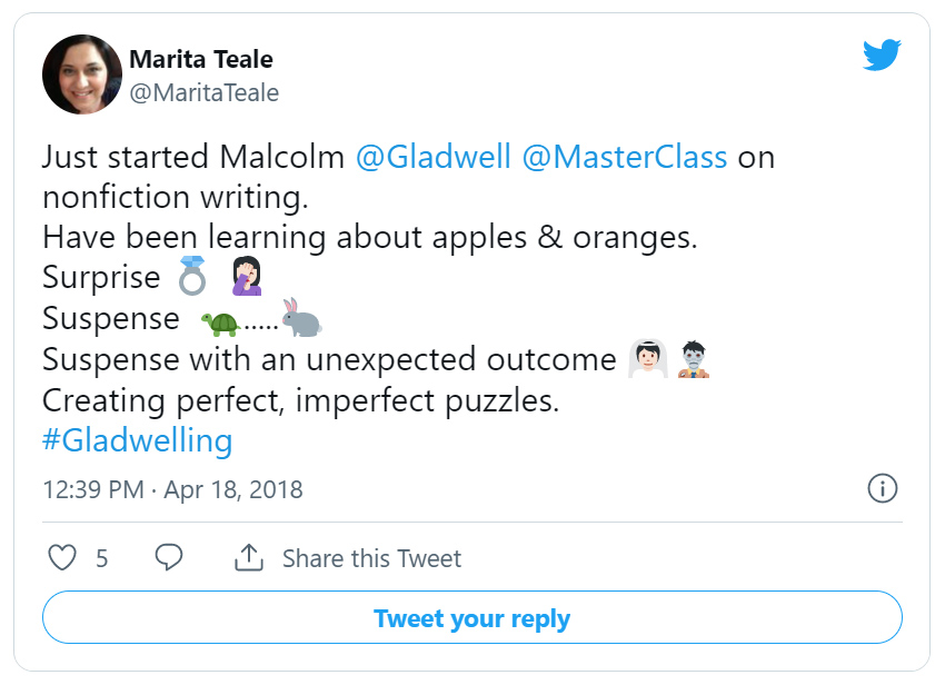 Marita Teale twitter post