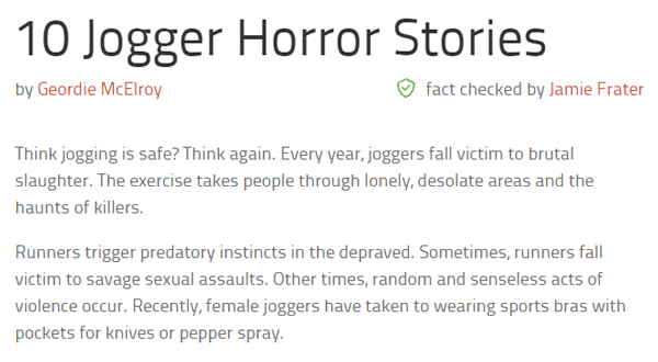 Screenshot of an impressive horror list on Listverse