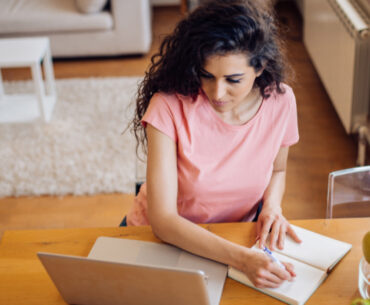 Young woman applying for an online job