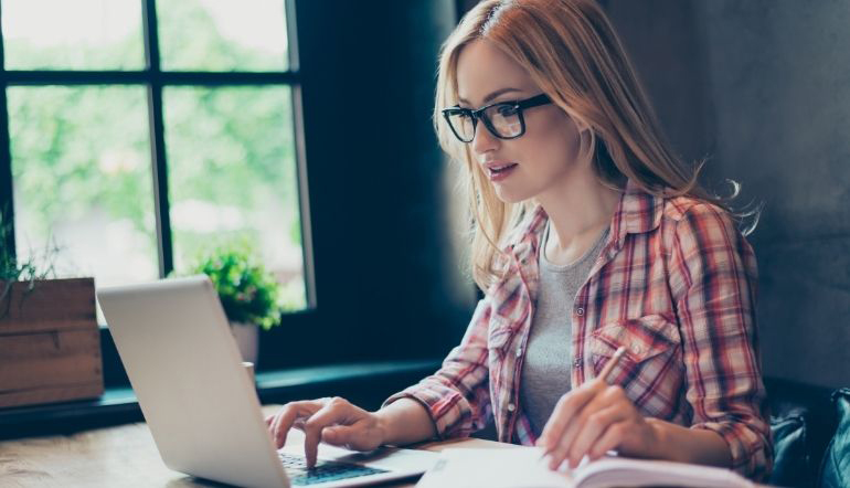 Woman working using her laptop