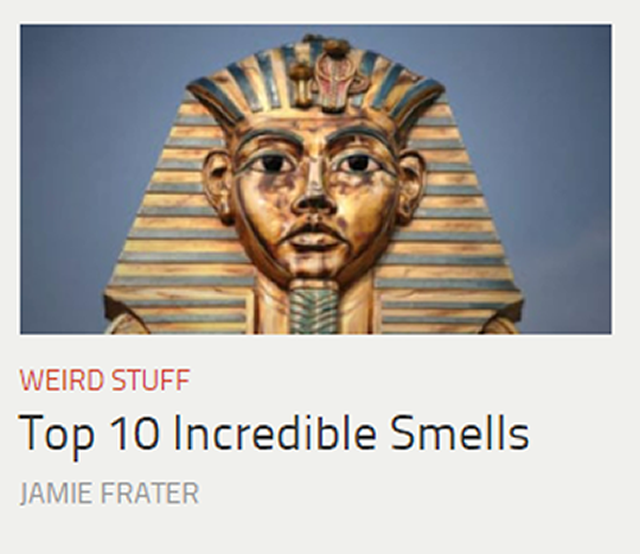 Top 10 Incredible Smells”, an example of a quirky and bizarre published article title on Listverse 