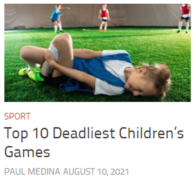 Top 10 Deadliest Children’s Games,”, an example of a creative published article title on Listverse