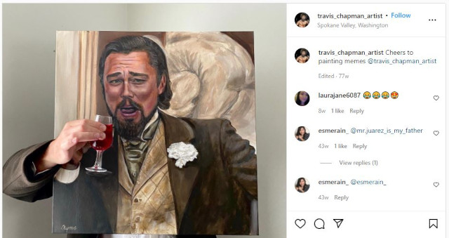 Travis Chapman’s painting of Decaprio meme